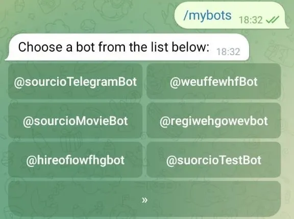 ربات های من در BotFather