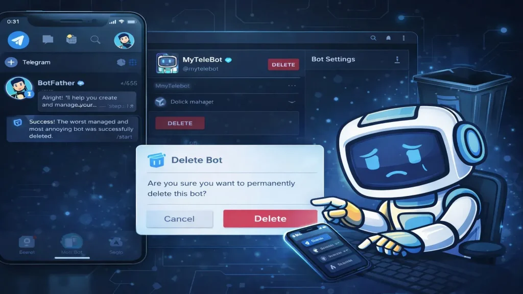 تصویر شاخص آموزش حذف ربات تلگرام از بات فادر