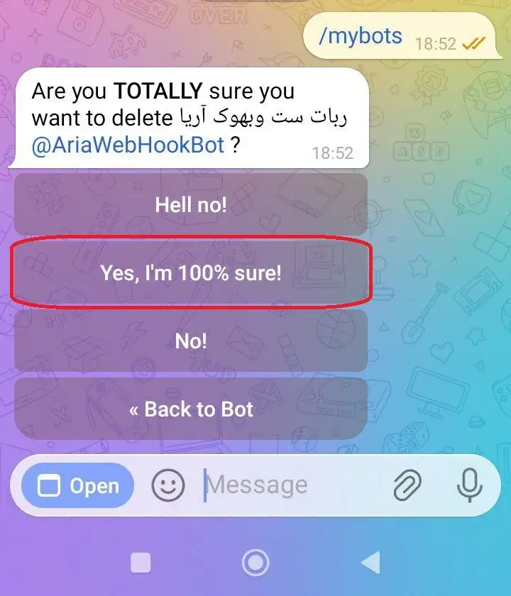 آموزش حذف ربات تلگرام در بات فادر