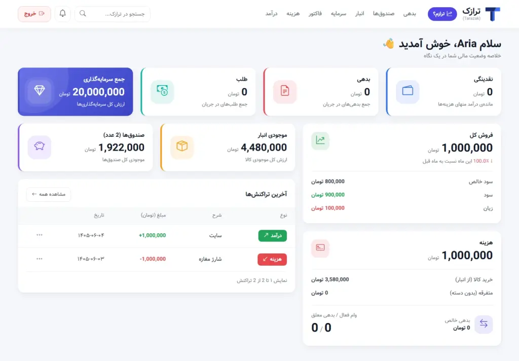 داشبورد ترازک