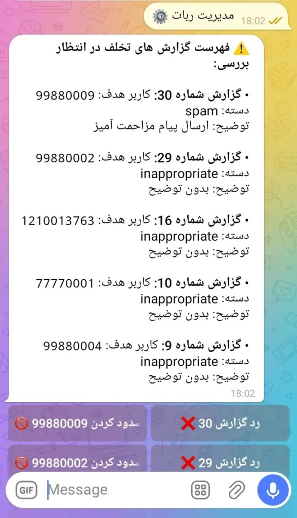 رسیدگی به گزارش های تخلف